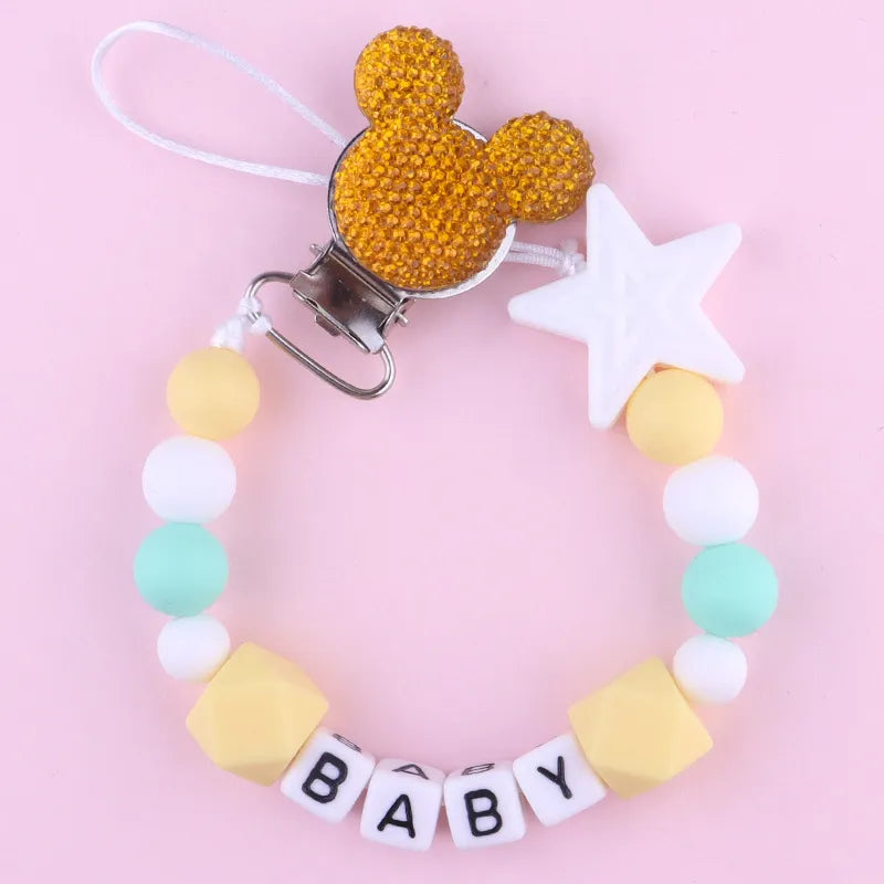 2022 Baby Teether Handmade Personalized Name Pacifier Clips Holder Chains Silicone Pacifier Chain Clips Baby Teething Chain Gift