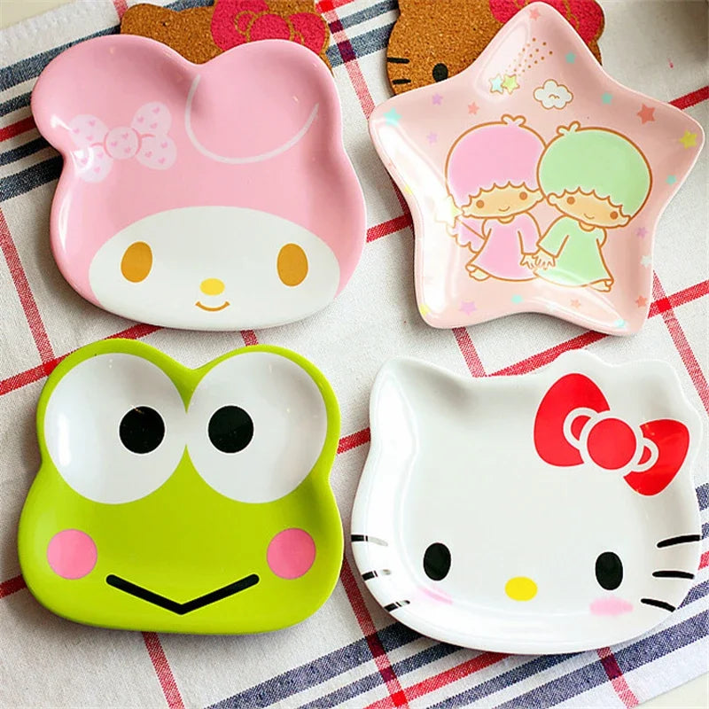 My Melody Sanrio Dinner Plate Hello Kitty Anime Baby Children Kawaii Saucer Tableware Cute Fruit Plates Cartoon Snacks Tray Gift