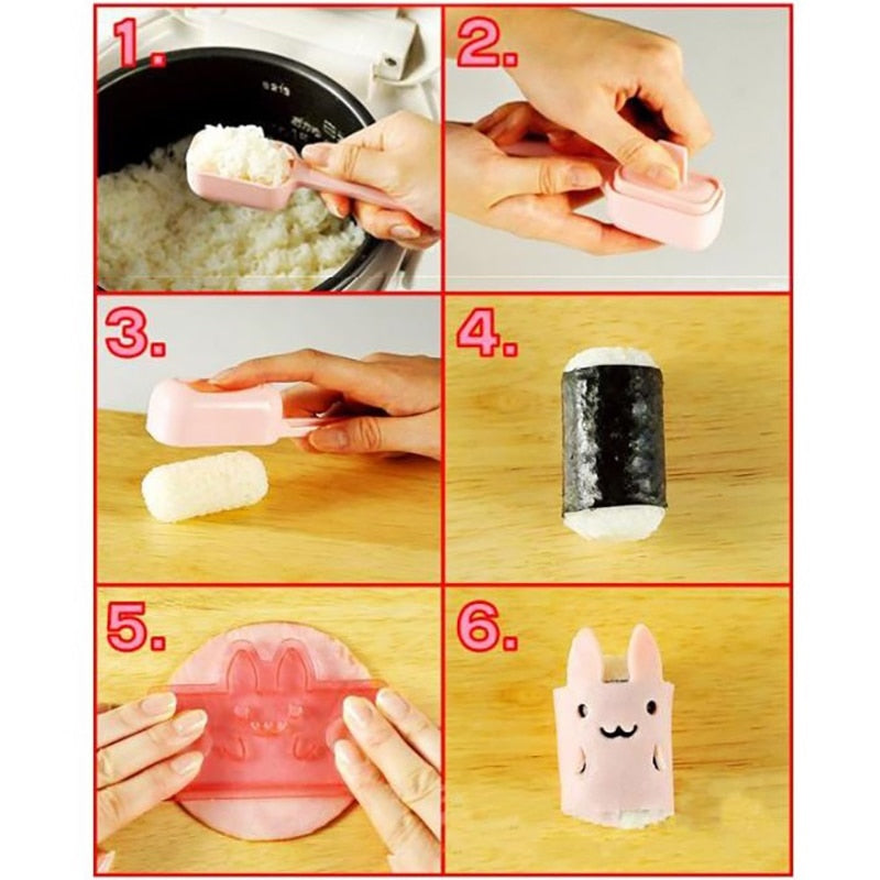 5 in 1 Japanese Sushi Mold DIY Sandwich Rice Ball Mold Kitchen Gadgets Baby Kids Breakfast Mold Sushi Bento Accessoires
